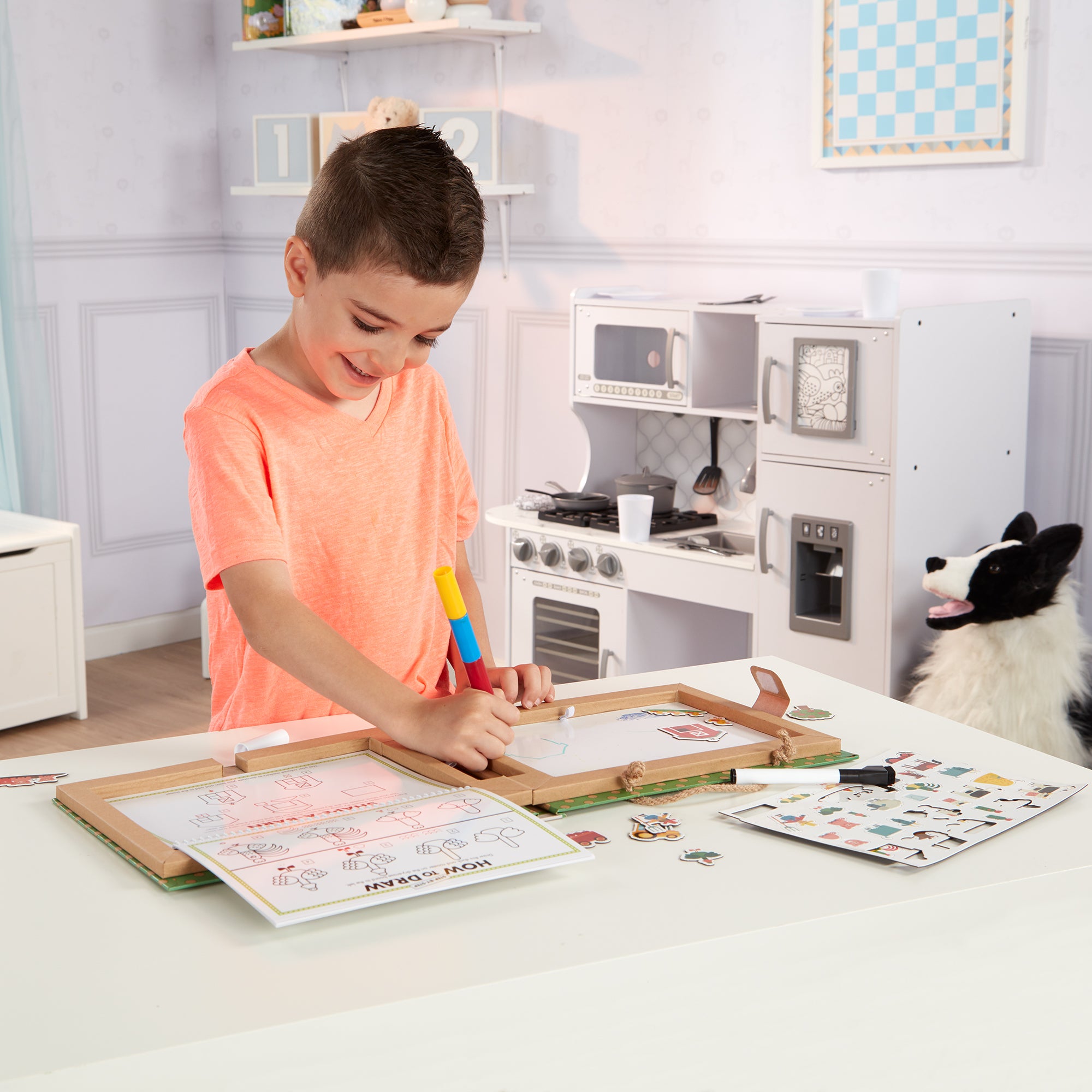 Natural Play: Play. Draw. Create Reusable Drawing & Magnet Kit ?C Farm - Image 4