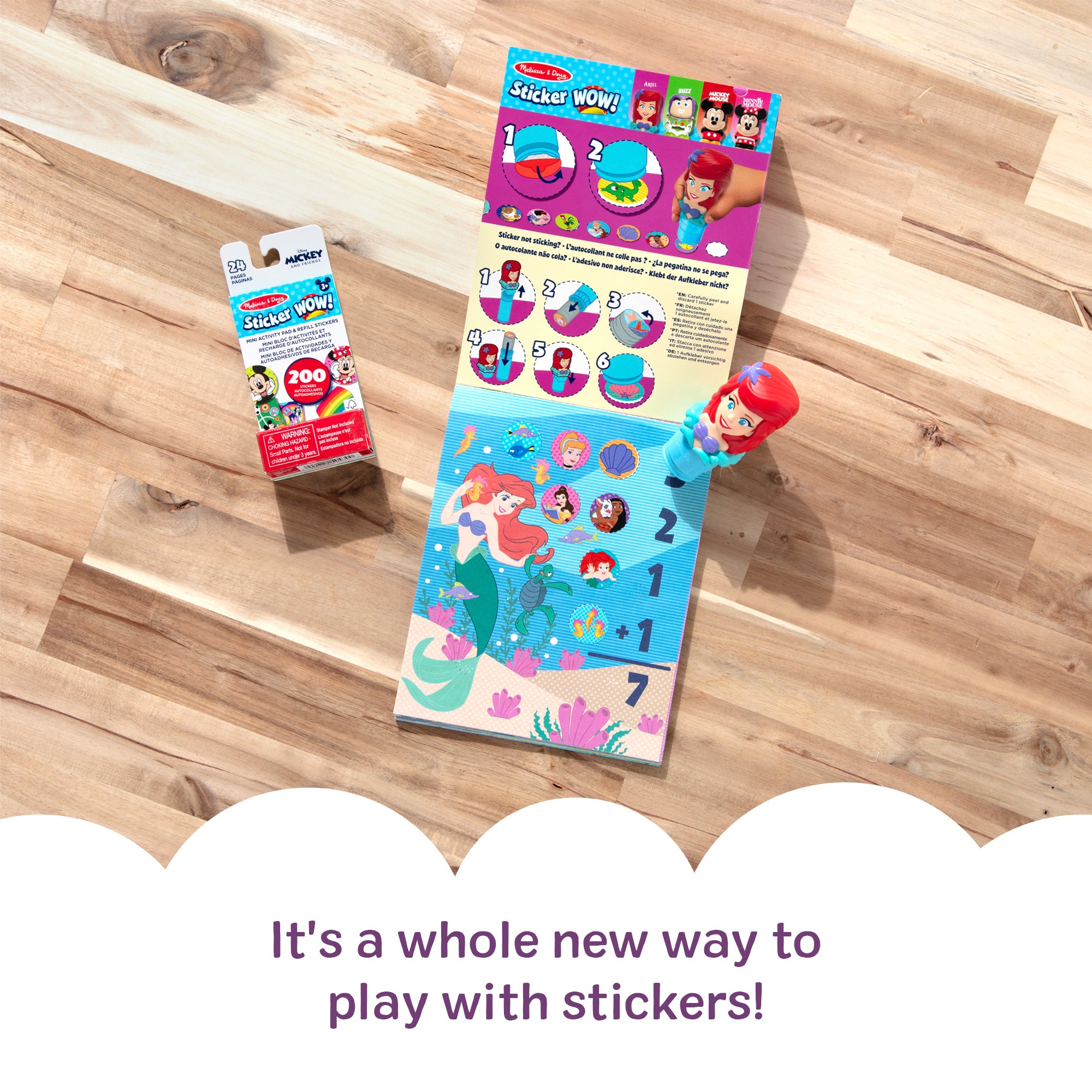 Sticker WOW!? Disney Ariel Bundle: Activity Pad & Sticker Stamper + Mini Activity Pad and 200 Refill Stickers - Image 4