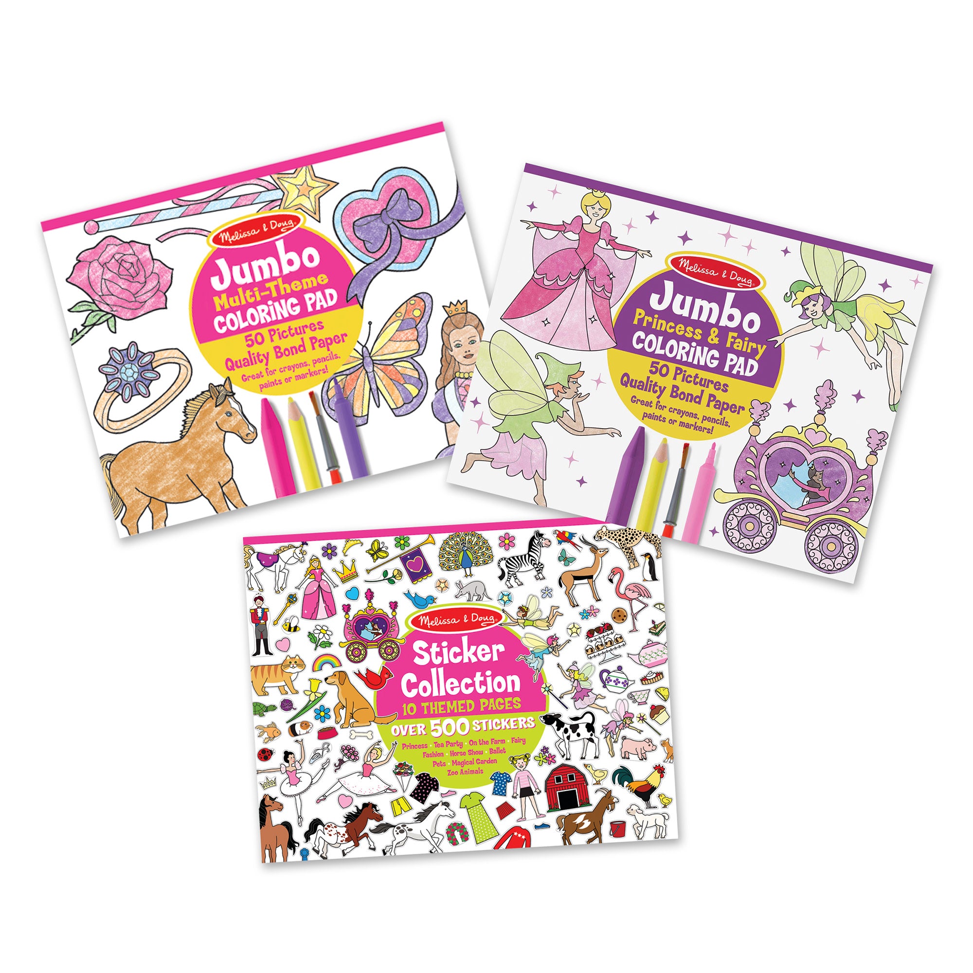 Princess. Fairy. Animals & More Coloring and Sticker Pad Bundle - Image 10