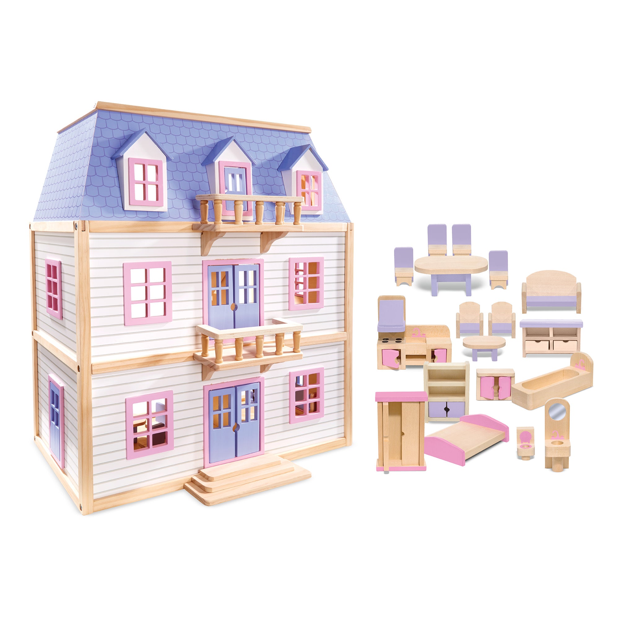 Wooden Multi-Level Dollhouse - Image 9