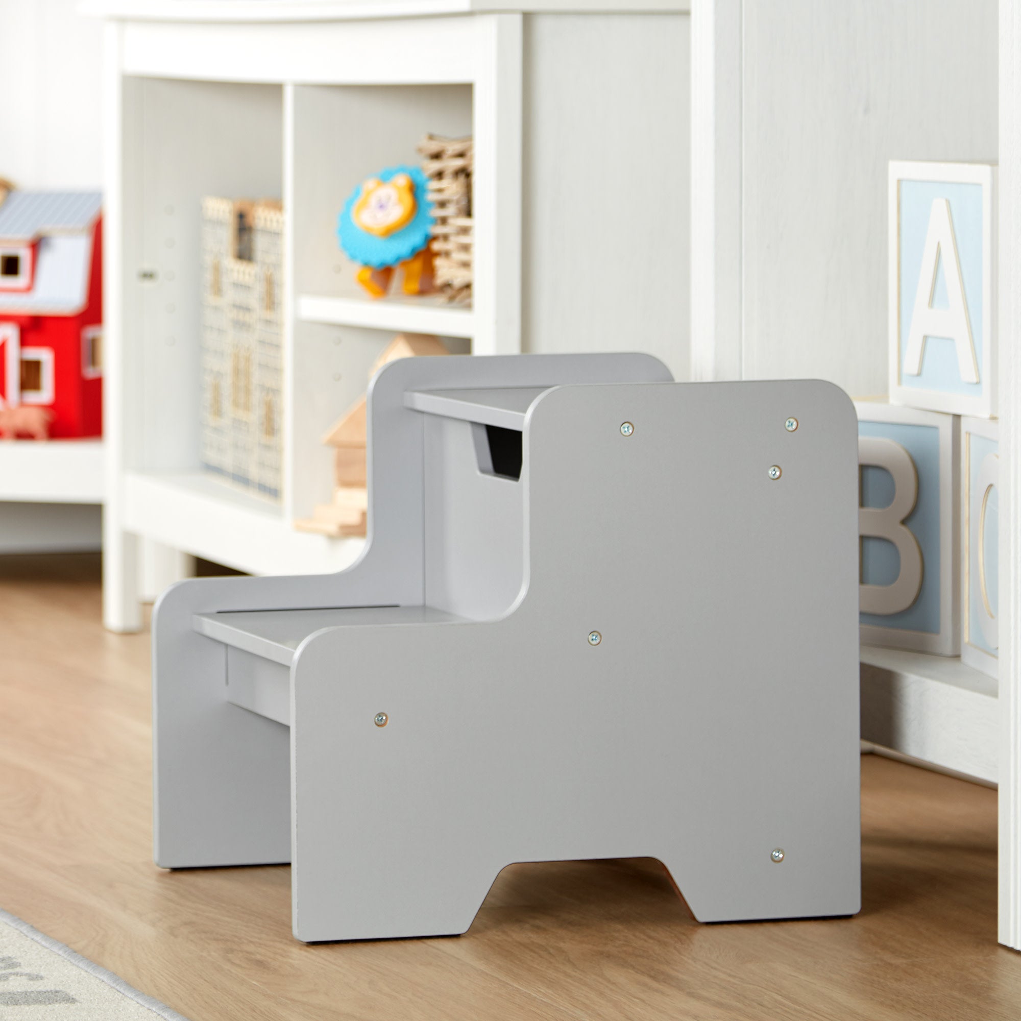 Wooden Step Stool – Gray - Image 9