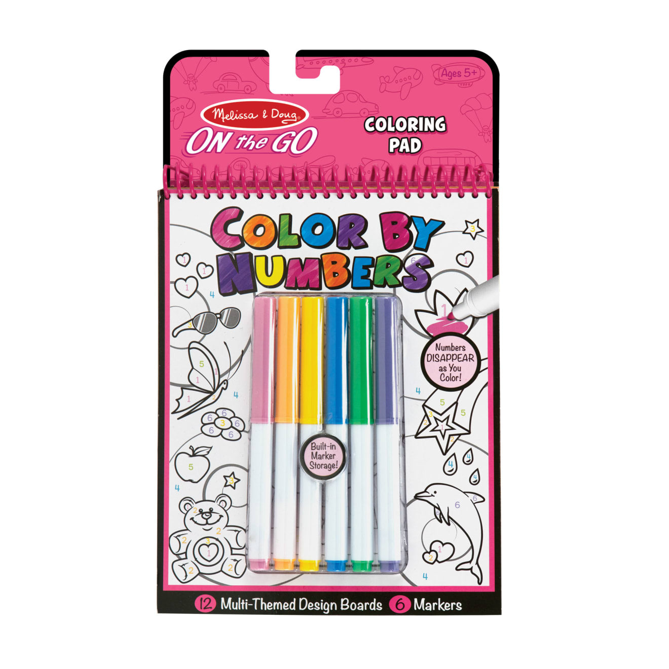 On the Go Color by Numbers Kids' Design Boards With 6 Markers - Unicorns. Ballet. Kittens. and More