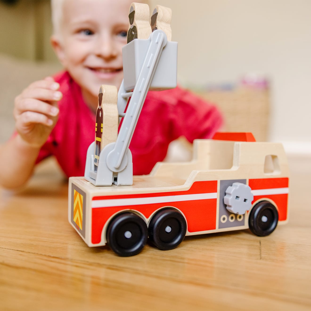Classic Wooden Fire Truck Play Set - Image 2