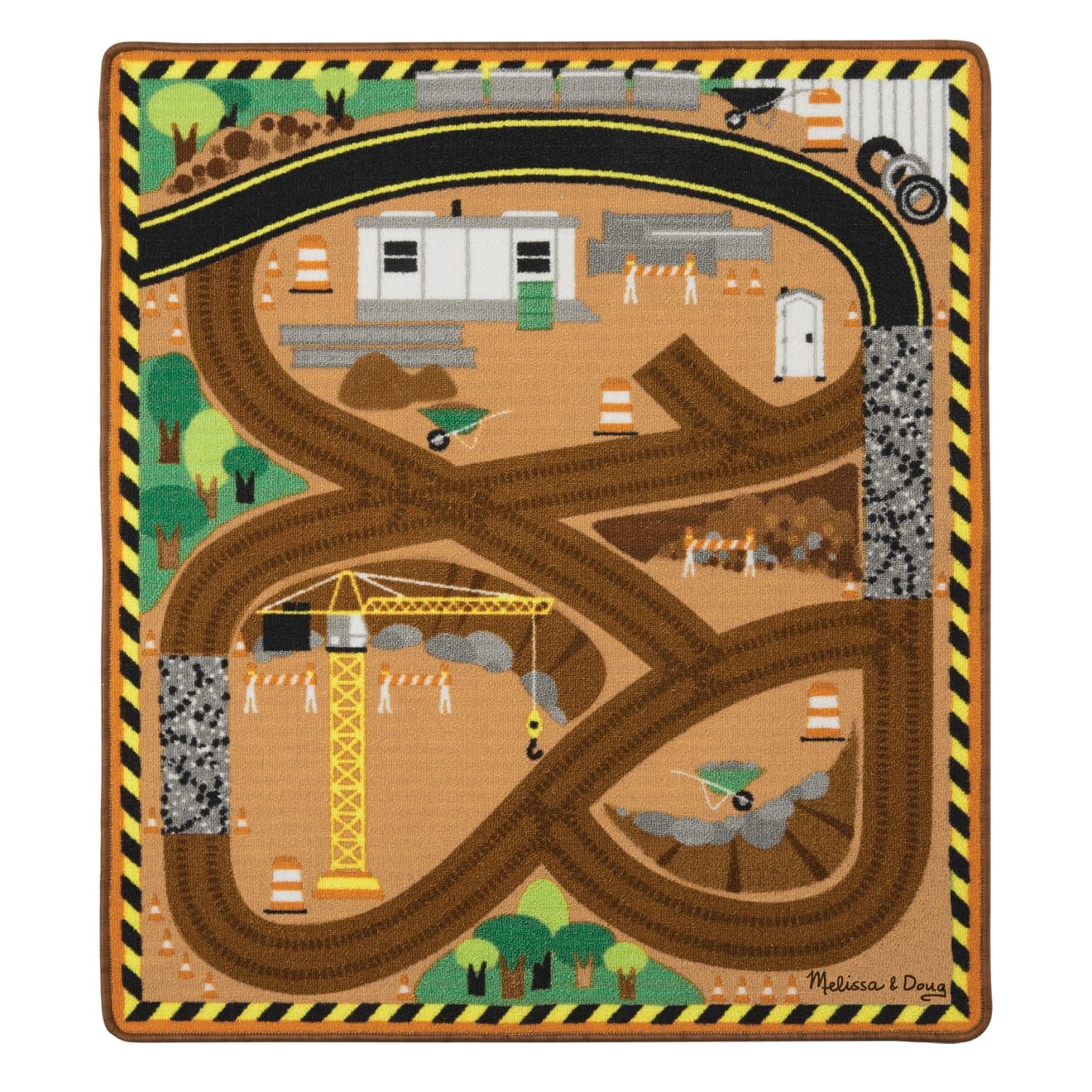Round the Construction Zone Work Site Rug & Vehicle Set - Image 4