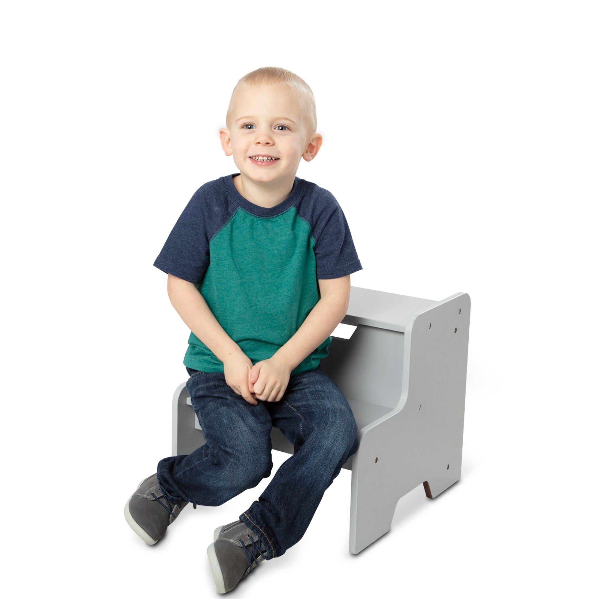 Wooden Step Stool – Gray - Image 8